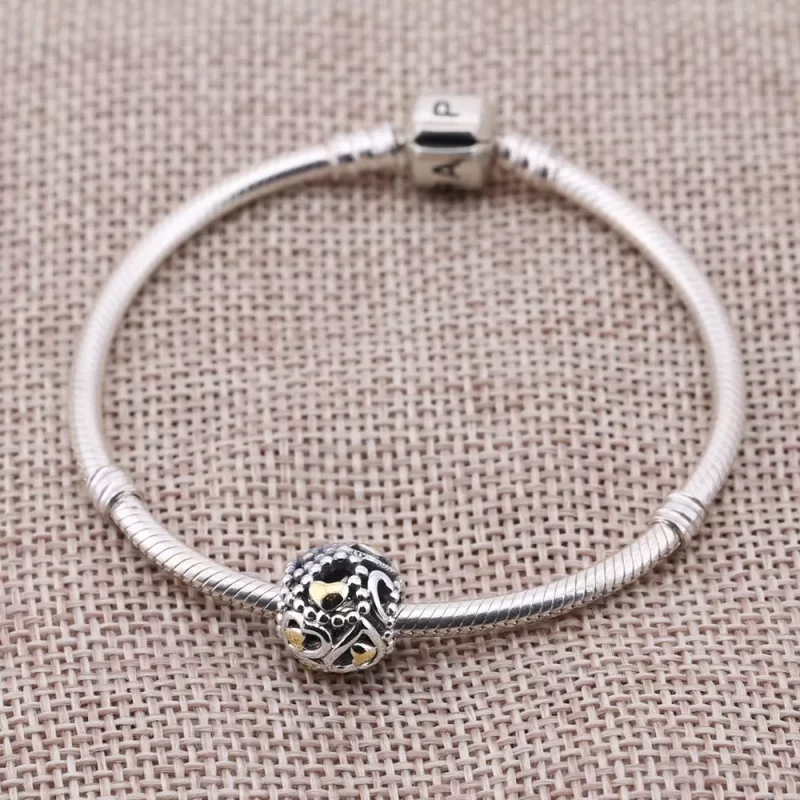 (afbeelding voor) PANDORA Openwork Hearts Silver Bedel With 14K Hearts - 791372 - Bekijken 3