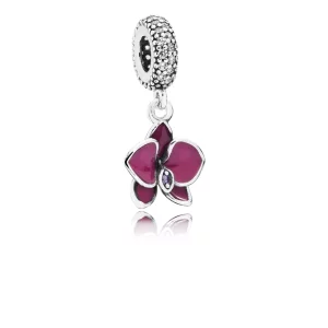 (afbeelding voor) PANDORA Orchid Silver Dangle With Clear And Purple Cubic Zirconia And Purple Enamel - 791554En69