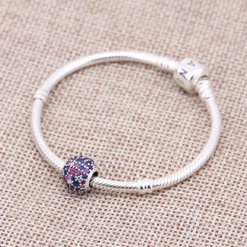 (afbeelding voor) PANDORA Pave Silver Bedel With Mixed Shades Of Pink And Purple Cubic Zirconia - - Bekijken 2