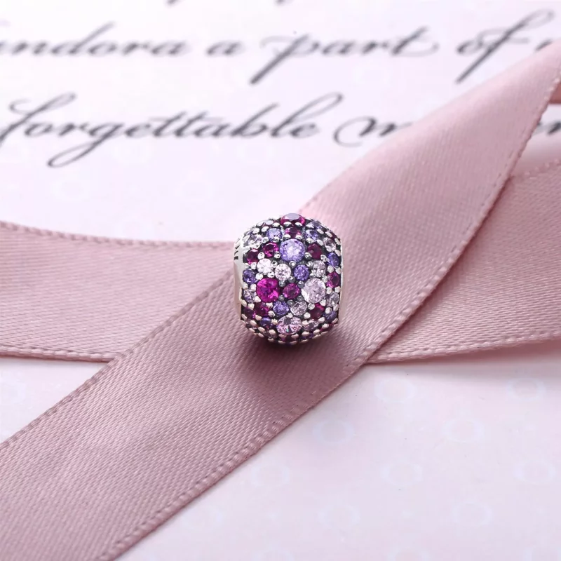 (afbeelding voor) PANDORA Pave Silver Bedel With Mixed Shades Of Pink And Purple Cubic Zirconia - - Bekijken 3