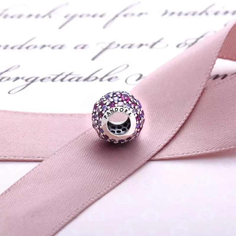 (afbeelding voor) PANDORA Pave Silver Bedel With Mixed Shades Of Pink And Purple Cubic Zirconia - - Bekijken 4