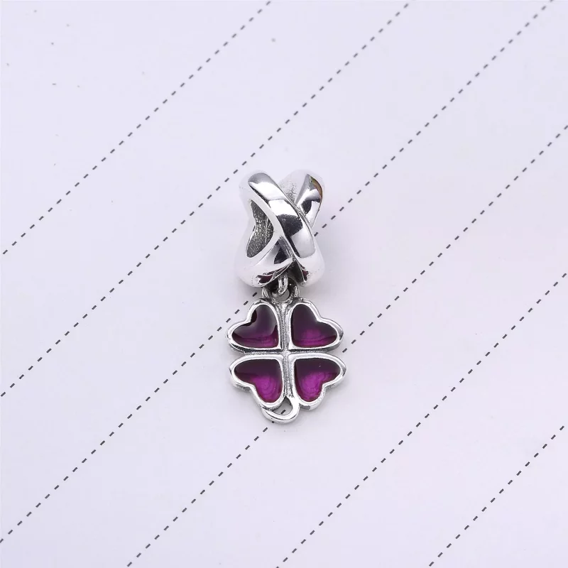 (afbeelding voor) PANDORA Pink Four-Leaf Clover Dangle Bedel - 790572En07 - Bekijken 2