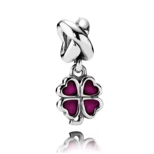 (afbeelding voor) PANDORA Pink Four-Leaf Clover Dangle Bedel - 790572En07