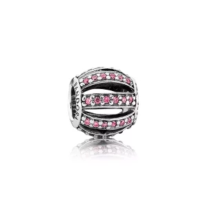 (afbeelding voor) PANDORA Pink Openwork Pavé Barrel Bedel - 791115CZs