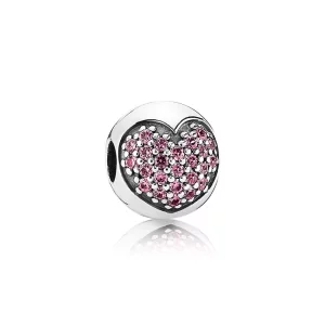 (afbeelding voor) PANDORA Pink Pavé Heart Clip - 791053CZs