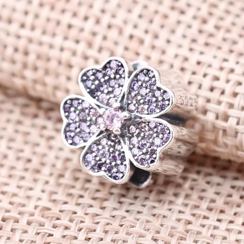(afbeelding voor) PANDORA Primrose Pave Silver Bedel With Pink And Purple Cubic Zirconia - 791481P - Bekijken 2