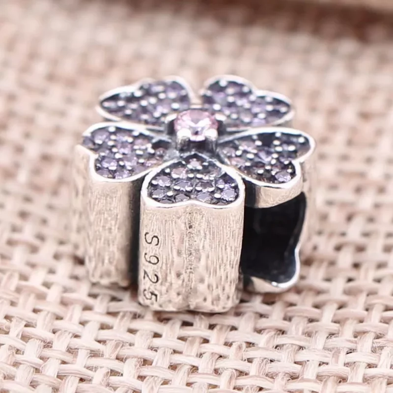 (afbeelding voor) PANDORA Primrose Pave Silver Bedel With Pink And Purple Cubic Zirconia - 791481P - Bekijken 3