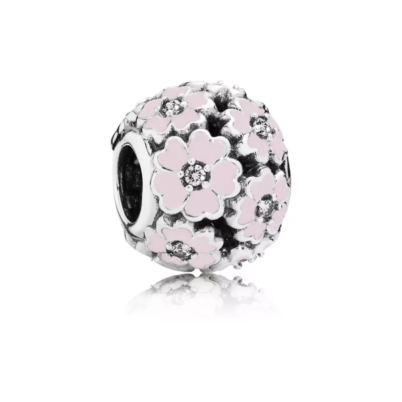 (afbeelding voor) PANDORA Primrose Silver Bedel With Cubic Zirconia And Light Pink Enamel - 791488En68