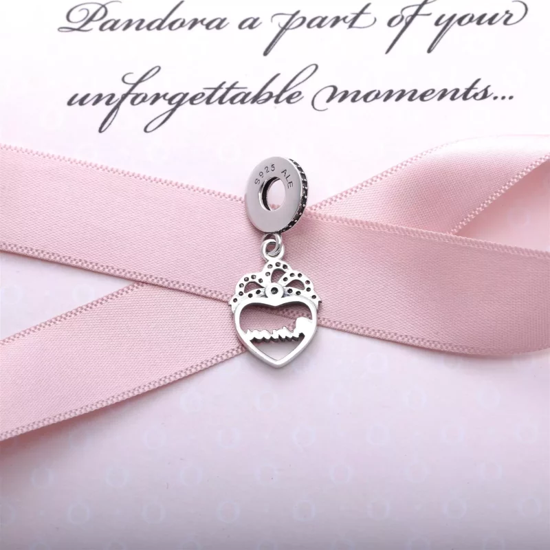 (afbeelding voor) PANDORA Princess Crown Heart Pendant Bedel - 791962CZ - Bekijken 3