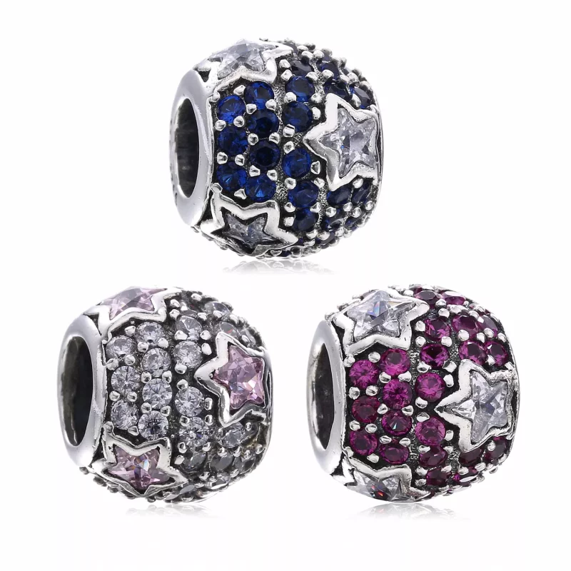 (afbeelding voor) PANDORA Star Pave Silver Bedel With Clear Cubic Zirconia And Pink Cubic Zirconia - Bekijken 4