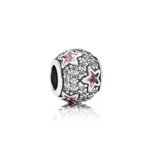 (afbeelding voor) PANDORA Star Pave Silver Bedel With Clear Cubic Zirconia And Pink Cubic Zirconia - 791382PCZ