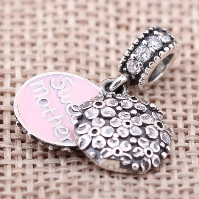 (afbeelding voor) PANDORA Sweet Mother Silver Dangle With Cubic Zirconia And Pink Enamel - 791285C - Bekijken 2