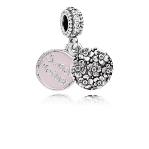 (afbeelding voor) PANDORA Sweet Mother Silver Dangle With Cubic Zirconia And Pink Enamel - 791285CZ