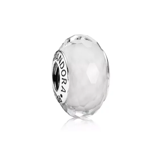 (afbeelding voor) PANDORA White Faceted Glass Bedel - 791070