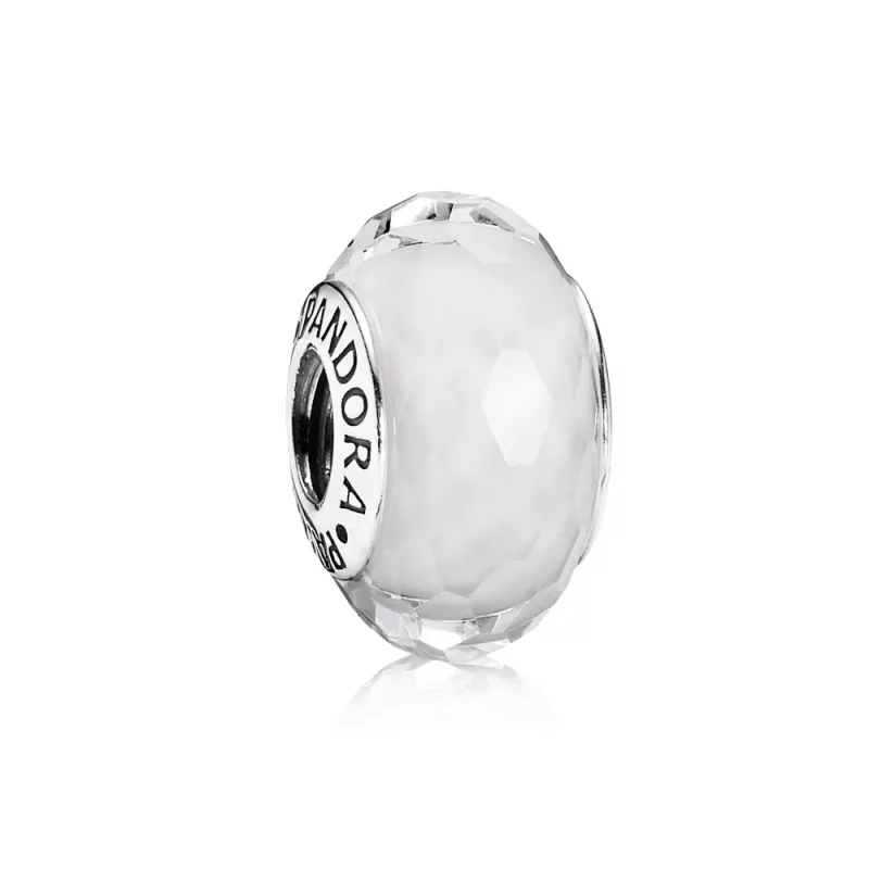 (afbeelding voor) PANDORA White Faceted Glass Bedel - 791070