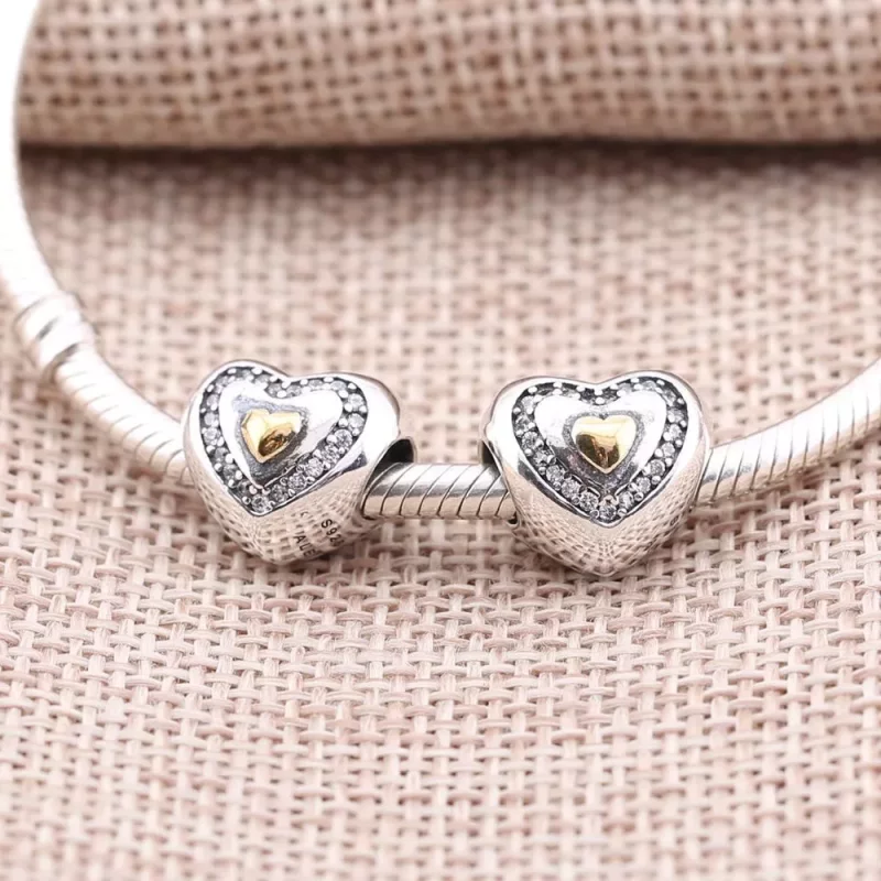 (afbeelding voor) Pandora Zilver En 14K Goud Altijd In Mijn Hart Bedel 791523CZ - Bekijken 2