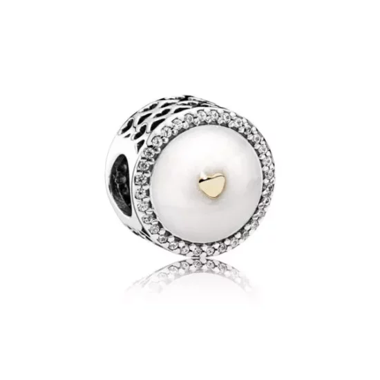 (afbeelding voor) Pandora Zilver En 14K Goud Beperkte Oplage Kostbaar Hart Bedel 792073En23