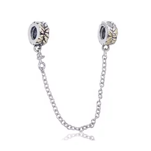 (afbeelding voor) Pandora Zilver En 14K Goud Bladeren Veiligheidsketting Pa0005-1