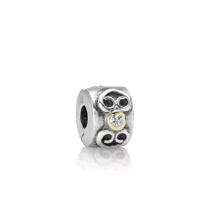 (afbeelding voor) Pandora Zilver En 14K Goud Dubbel Hart Clip 790382D