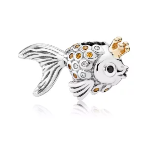 Pandora Zilver En 14K Goud Fairytale Vis Bedel 792014CCZ (afbeelding voor) Pandora Zilver En 14K Goud Fairytale Vis Bedel 792014CCZ