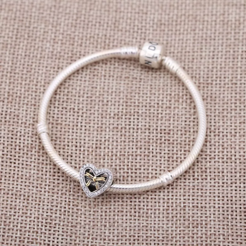 (afbeelding voor) Pandora Zilver En 14K Goud Gebonden Door Liefde Bedel 791875CZ - Bekijken 2