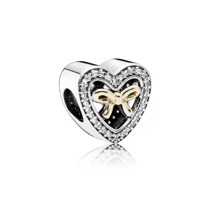 (afbeelding voor) Pandora Zilver En 14K Goud Gebonden Door Liefde Bedel 791875CZ