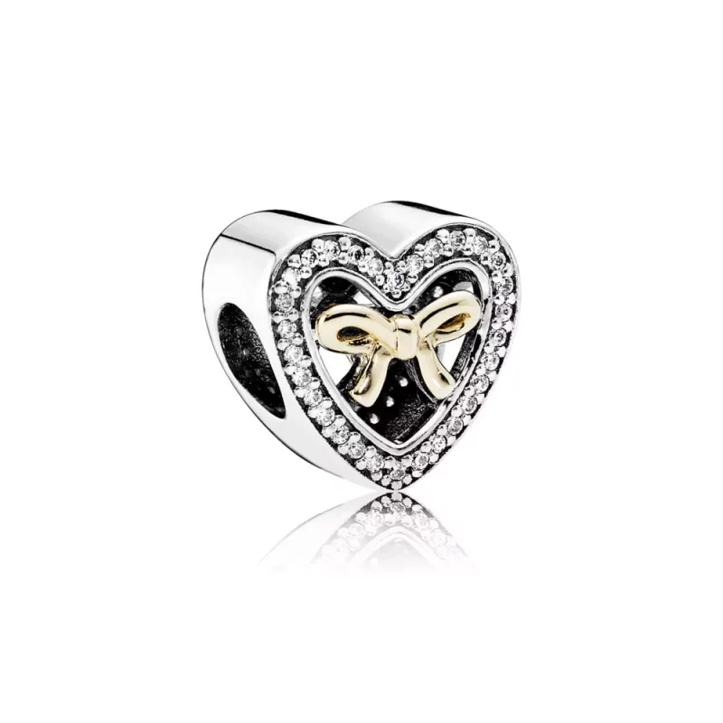 (afbeelding voor) Pandora Zilver En 14K Goud Gebonden Door Liefde Bedel 791875CZ