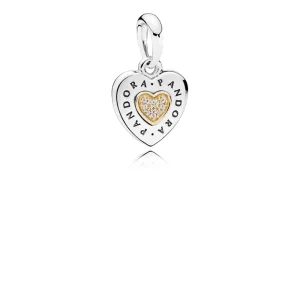 (afbeelding voor) Pandora Zilver En 14K Goud Handtekening Hart Hangende Bedel 796232CZ