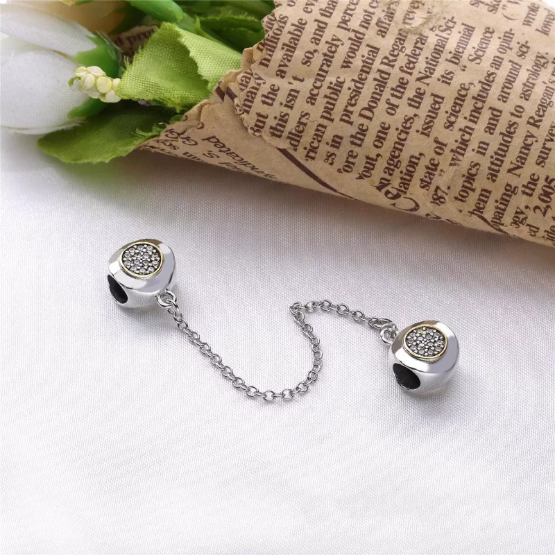 (afbeelding voor) Pandora Zilver En 14K Goud Handtekening Veiligheidsketting 796269CZ - Bekijken 2
