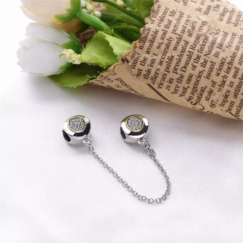 (afbeelding voor) Pandora Zilver En 14K Goud Handtekening Veiligheidsketting 796269CZ - Bekijken 3