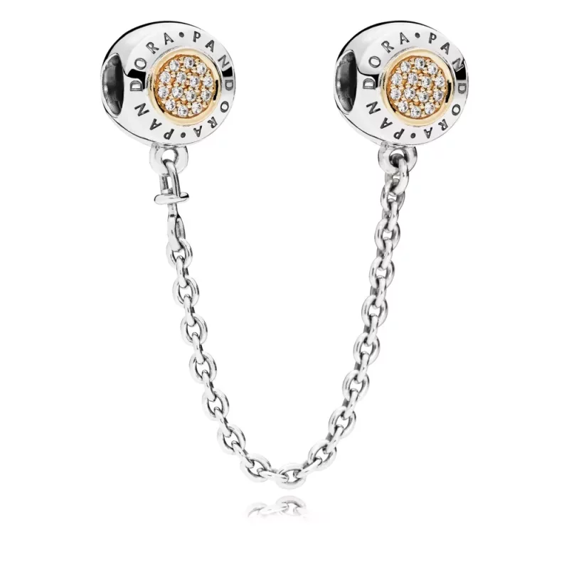 (afbeelding voor) Pandora Zilver En 14K Goud Handtekening Veiligheidsketting 796269CZ