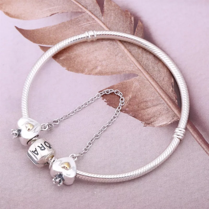 (afbeelding voor) Pandora Zilver En 14K Goud Hart En Kroon Veiligheidsketting 791878 - Bekijken 2