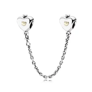 (afbeelding voor) Pandora Zilver En 14K Goud Hart En Kroon Veiligheidsketting 791878