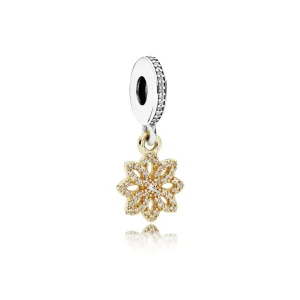 (afbeelding voor) Pandora Zilver En 14K Goud Lace Botanique Hangende Bedel 791757CZ