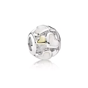 (afbeelding voor) Pandora Zilver En 14K Goud Lichtgevende Harten Bedel 791879Mop