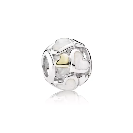 (afbeelding voor) Pandora Zilver En 14K Goud Lichtgevende Harten Bedel 791879Mop