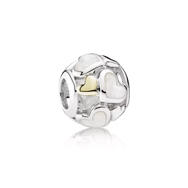 (afbeelding voor) Pandora Zilver En 14K Goud Lichtgevende Harten Bedel 791879Mop