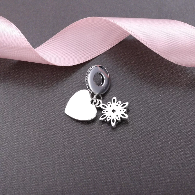 (afbeelding voor) Pandora Zilver En 14K Goud Sneeuwvlok Hart Hangende Bedel 792012CZ - Bekijken 3