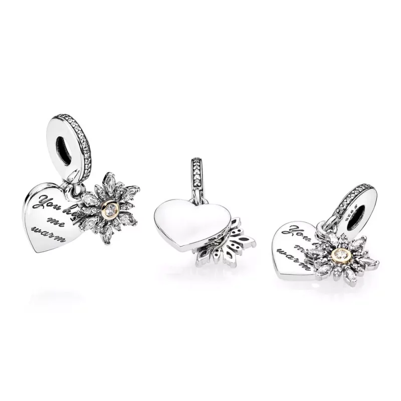 (afbeelding voor) Pandora Zilver En 14K Goud Sneeuwvlok Hart Hangende Bedel 792012CZ - Bekijken 4