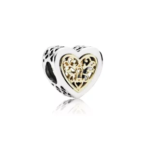 (afbeelding voor) Pandora Zilver En 14K Goud Vergrendeld Liefde Opengewerkt Bedel 791740