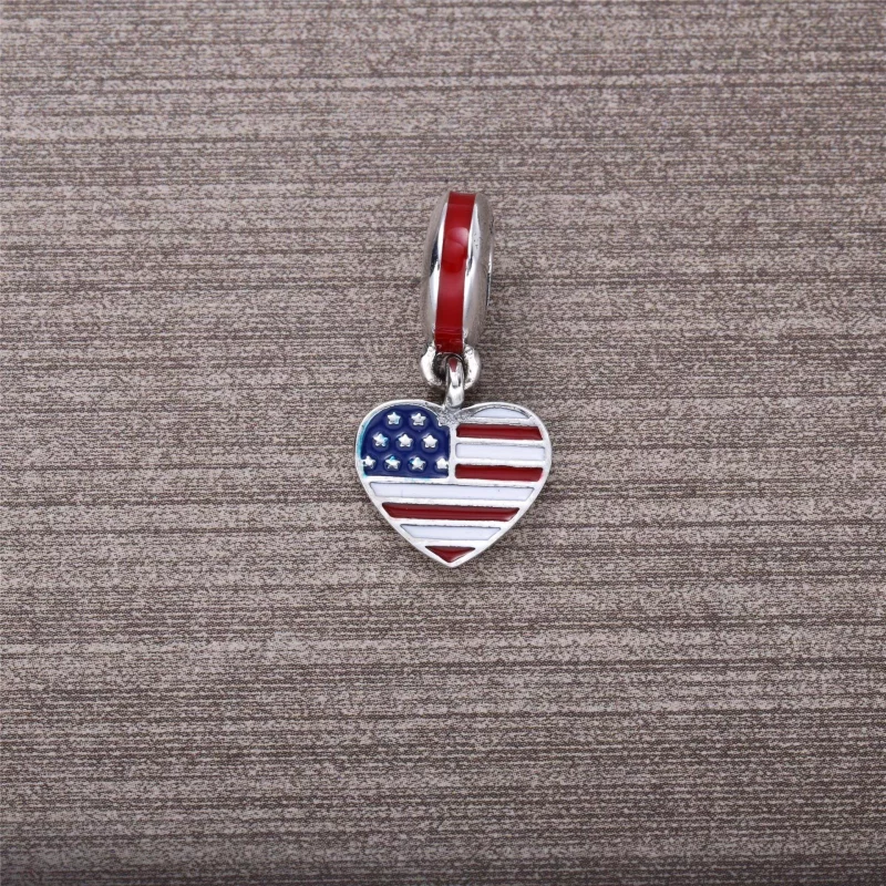 (afbeelding voor) Pandora Zilveren Amerikaanse Hartvlag Hangende Bedel 791548ENMX - Bekijken 2