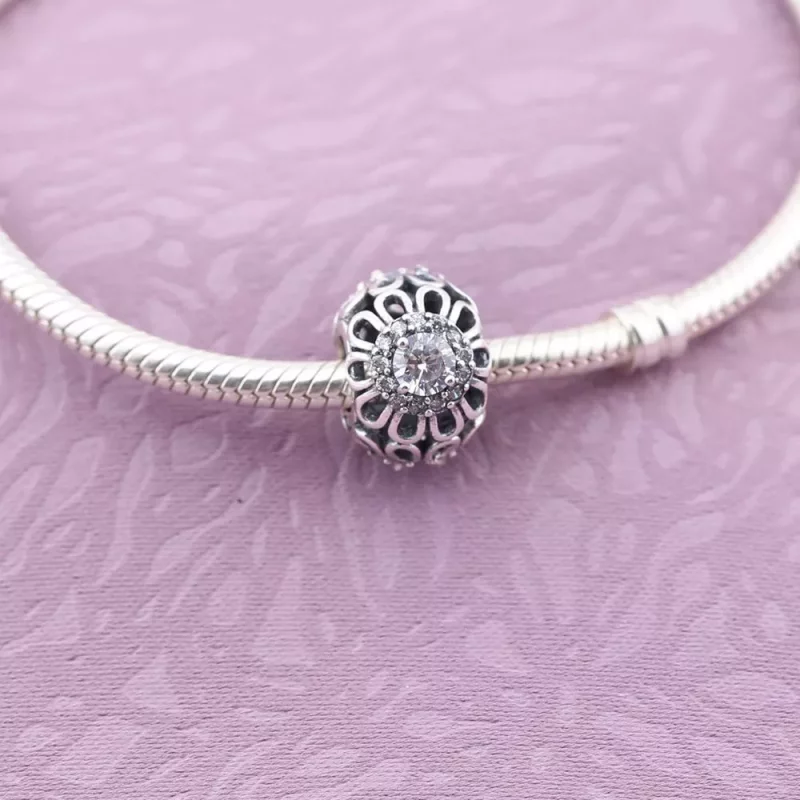 (afbeelding voor) Pandora Zilveren Bloemen Schittering Openwork Bedel 791260CZ - Bekijken 2
