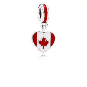 (afbeelding voor) Pandora Zilveren Canada Hart Vlag Hangende Bedel 791954ENMX