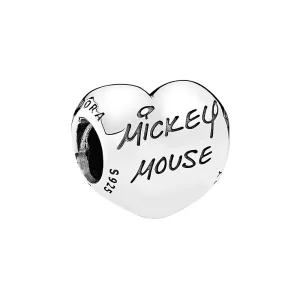 (afbeelding voor) Pandora Zilveren Disney, Mickey Mouse Handtekening Bedel 7501057370325P