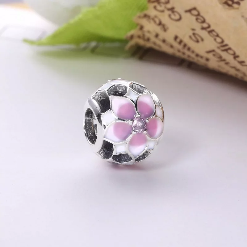 (afbeelding voor) Pandora Zilveren Magnolia Bloom Bleke Cerise Bedel 792087PCZ - Bekijken 2