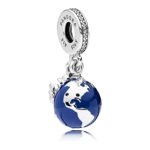 (afbeelding voor) Pandora Zilveren Mickey Mouse Globe Hangende Bedel 7501057371914P