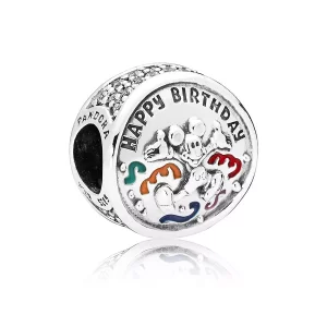 (afbeelding voor) Pandora Zilveren Mickey Mouse Proficiat Met Je Verjaardag Bedel 7501057371912P