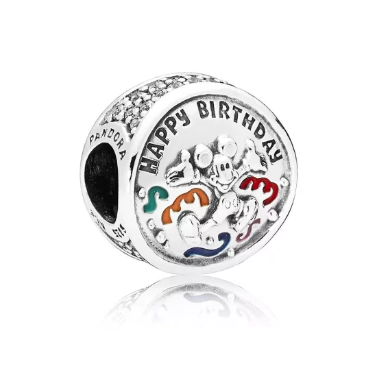 (afbeelding voor) Pandora Zilveren Mickey Mouse Proficiat Met Je Verjaardag Bedel 7501057371912P