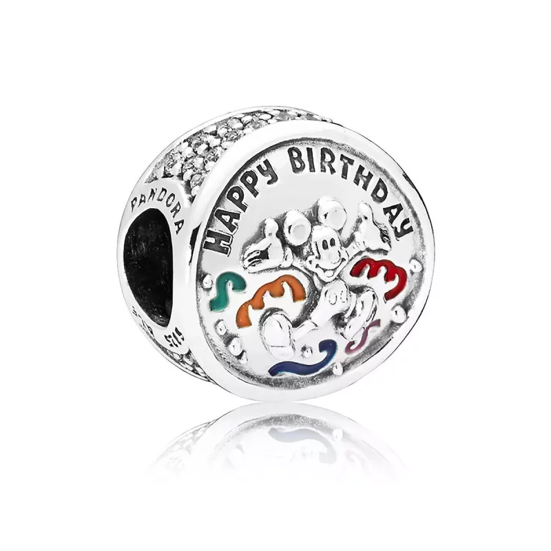 (afbeelding voor) Pandora Zilveren Mickey Mouse Proficiat Met Je Verjaardag Bedel 7501057371912P