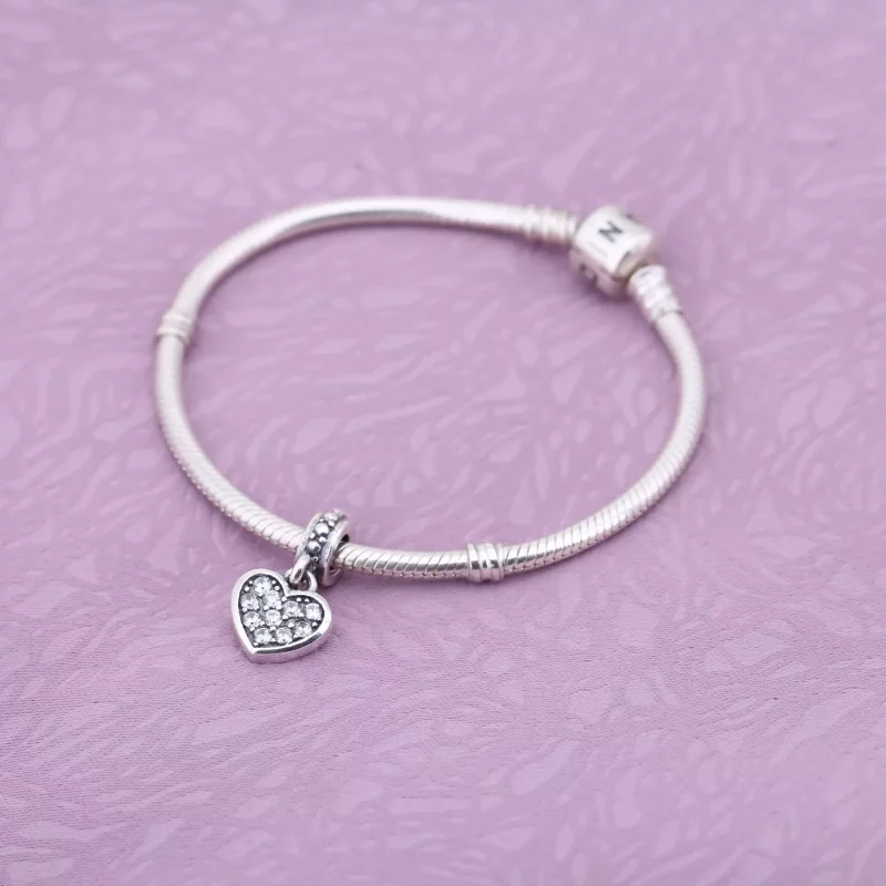 (afbeelding voor) Pandora Zilveren Pavé Hart Hangende Bedel 791023CZ - Bekijken 2